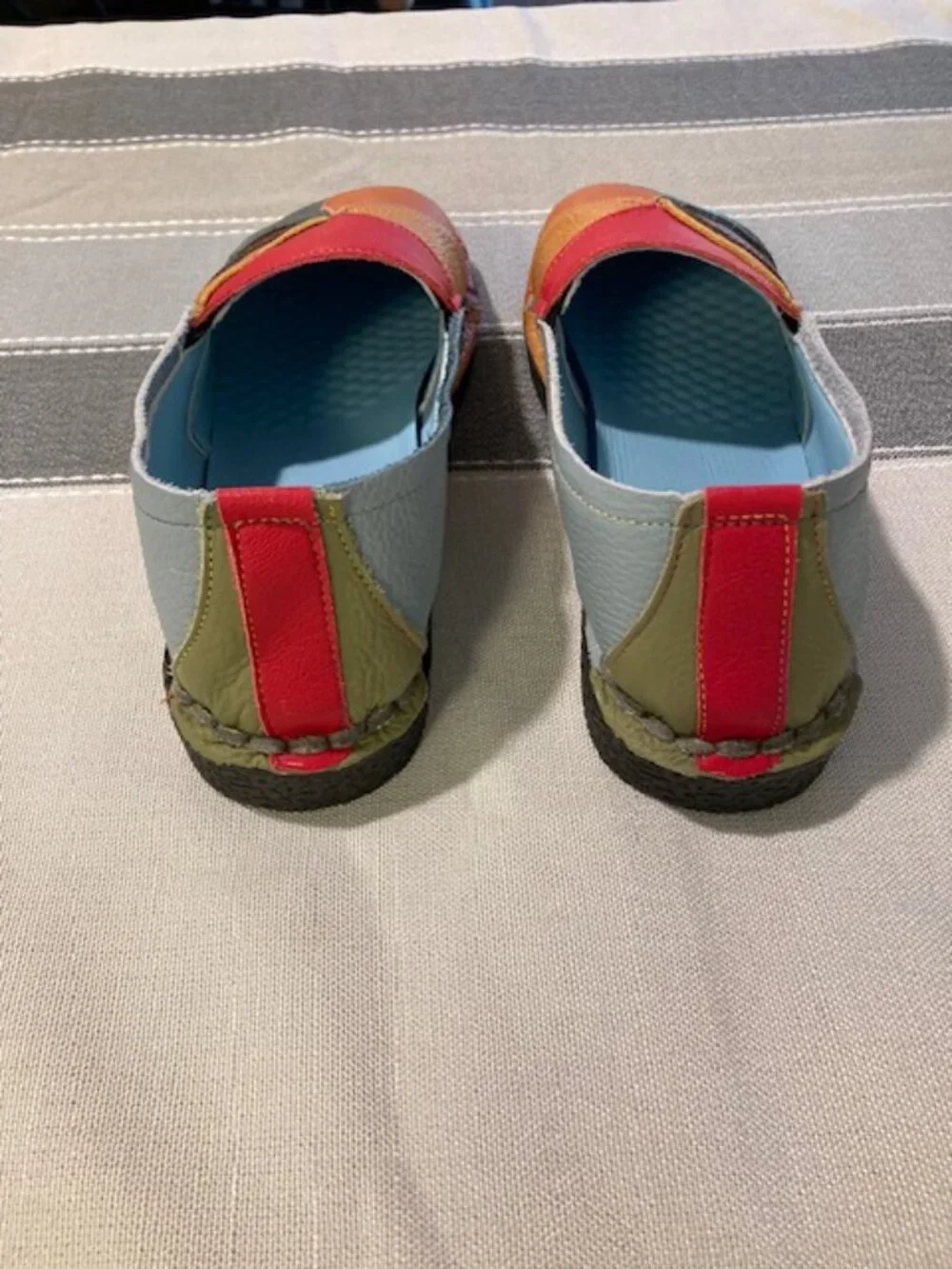 Colorful Patchwork Leather Loafers Slip On EU 39 Bright Boho Artisan Eclectic
